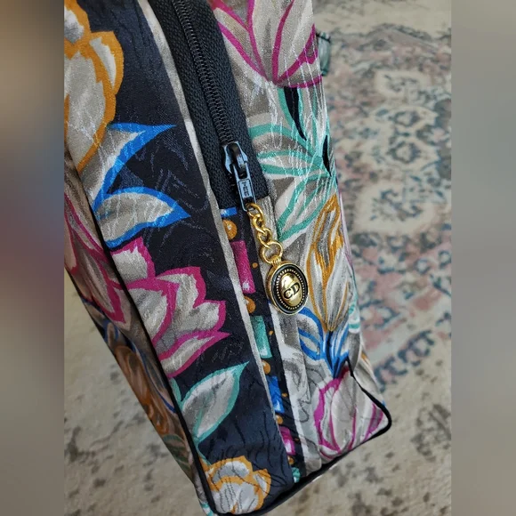 Vintage Christian Dior Floral Print Multi Color Zip Around Bag NWT Designer Boho - Picture 3 of 16